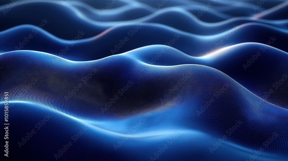 Poster abstract blue wavy pattern with subtle grid texture