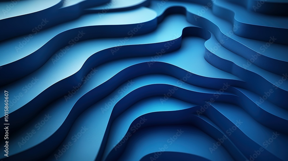 Poster abstract blue wavy pattern with depth and texture