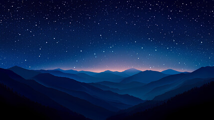 A view of a night sky filled with stars over a range of silhouetted mountains.