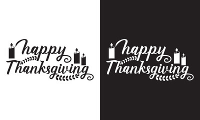 Happy Thanksgiving Day. Beautiful greeting card poster with calligraphy black text Word gold fireworks. Hand drawn design elements. Handwritten modern brush.  isolated on white and black background. 