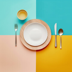 Empty plate on a modern tablecloth... or vintage?