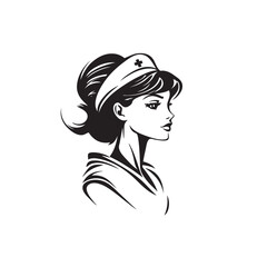 Nurse Icon - Vector Medical Assistant with Stethoscope and Cap for Health Care Services in Glyph Pictogram illustration