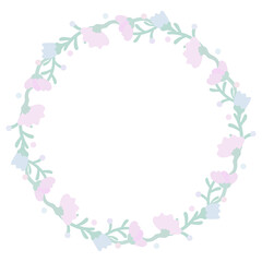 デフォルメフラワーの淡色円形フレーム⭐︎PNG