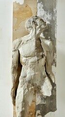 Close-up of a Broken Plaster Sculpture of a Human Figure
