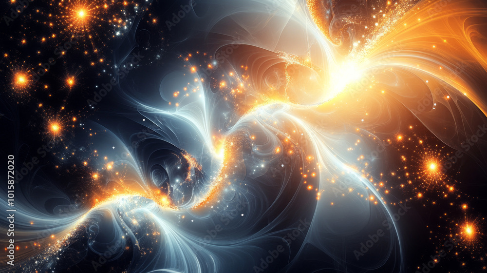 Poster a bright, white beam of light shines through different shapes and patterns, creating a beautiful abs