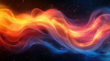 Obraz premium Abstract Waves of Light and Color in a Starry Night Sky