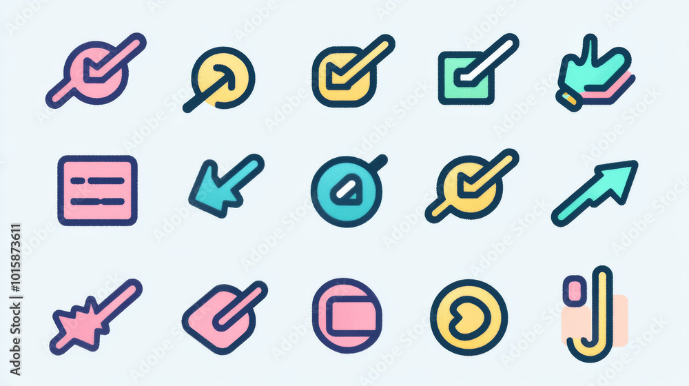 Poster a set of simple icons showing how to use touch screen gestures. each icon uses arrows to show the di