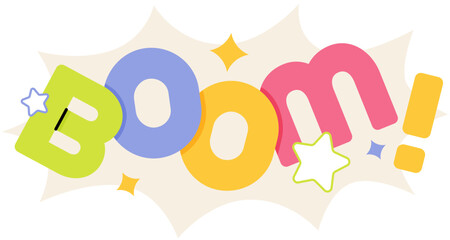 Lettering Boom! with stars and decorative elements text