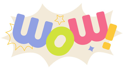 Lettering Wow! with stars and decorative elements text