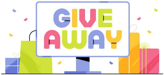 Lettering Giveaway with gift boxes and bags text