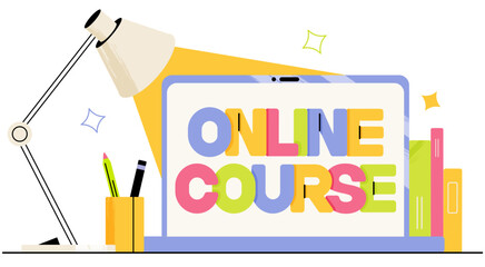 Lettering Online Course with books and laptop text