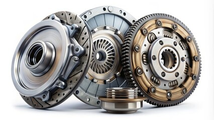 Long Exposure of Car Clutch Elements on White Background for Automotive Enthusiasts