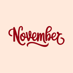 November Logo, November background, text, typography, for post, cards, 3d, printing, flyer, brochure,. November text for Month calendar 