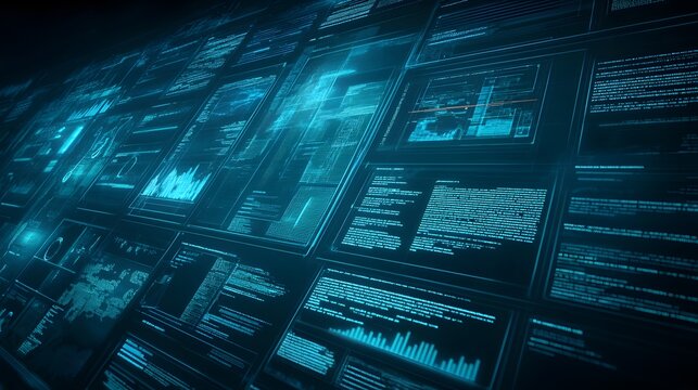Futuristic Digital Interface with Data and Code