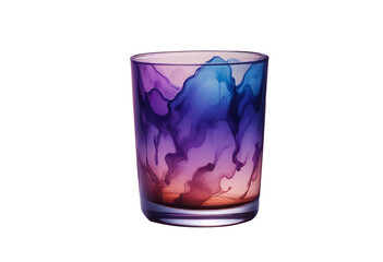  Glass of Water with Purple and Blue Color Isolated on Transparent Background