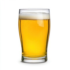 Refreshing glass of beer for advertisement on white background