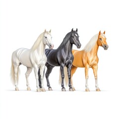 Obraz premium Graceful Grey Horse Collection: Portrait of Standing Animal Bundle Isolated on White Background