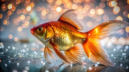 Fototapeta premium Silhouette Doodle of a Goldfish with Bokeh Effect for Stunning Visual Appeal