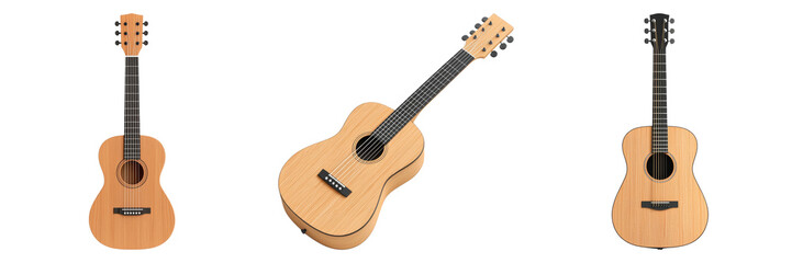 Fototapeta premium Wooden acoustic guitar with realistic details, symbolizing music, melody, and creativity