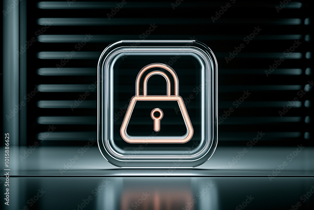 Poster a server rack and a glowing digital padlock icon, representing advanced cyber security measures, wit