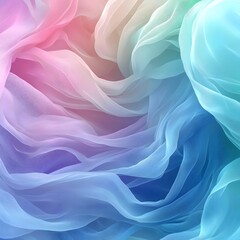 Fototapeta premium Abstract background of flowing pastel blue, pink, and purple fabric, creating a soft and delicate pattern.
