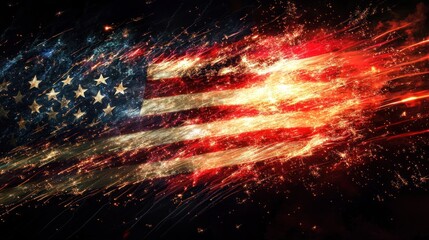 American Flag with Firework Effect