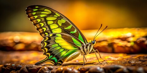 Vibrant Butterfly on Brown Background - Nature's Beauty in High Dynamic Range