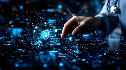 Digital Healthcare Security  Doctor Protecting Patient Data