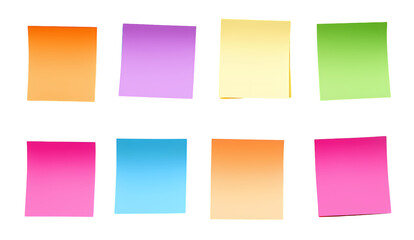 Fototapeta premium Collection of set Colorful Sticky note isolated on transparent background. PNG file, cut out