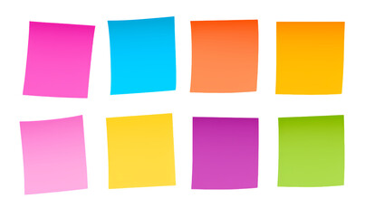 Collection of set Colorful Sticky note isolated on transparent background. PNG file, cut out