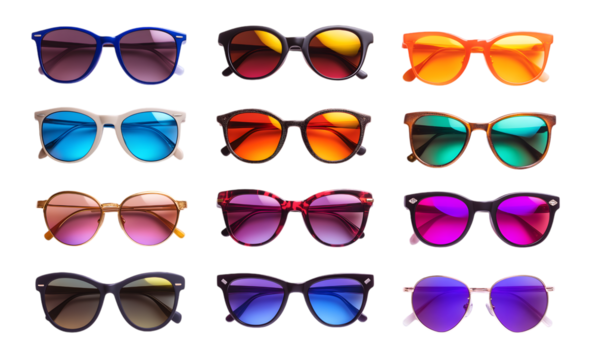 Collection of set sunglasses isolated on transparent background. PNG file, cut out - Powered by Adobe