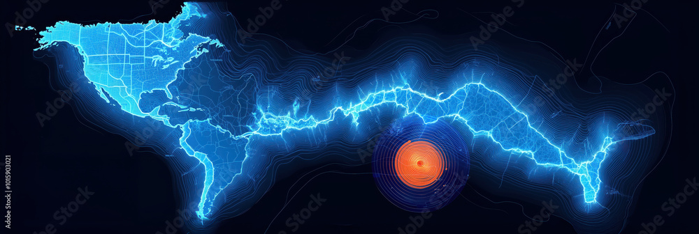 Poster digital earthquake prediction map with focus on seismic activity