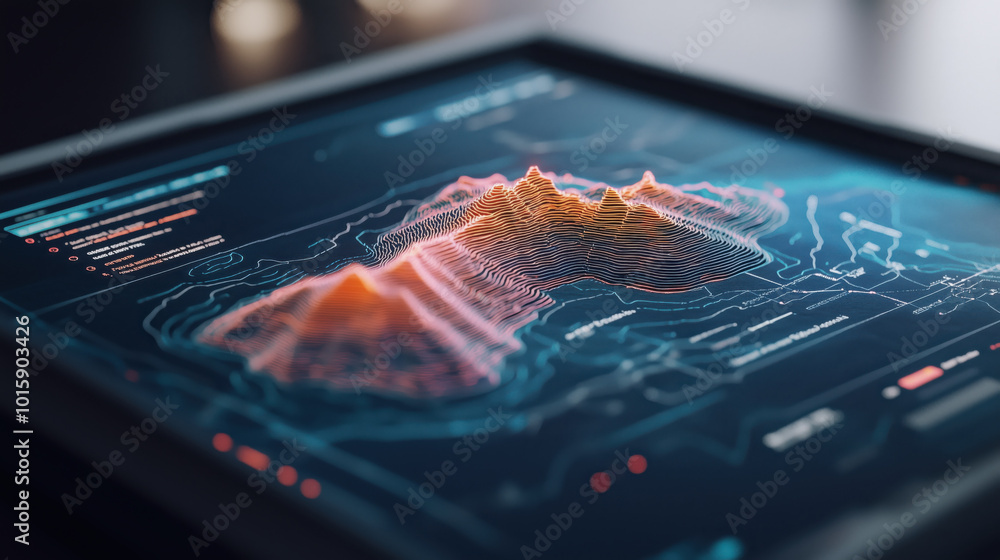 Poster highly detailed forecast of impending earthquake shows intricate data visualization