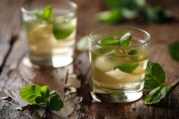 Fototapeta premium Refreshing summer drink with mint and lemon.