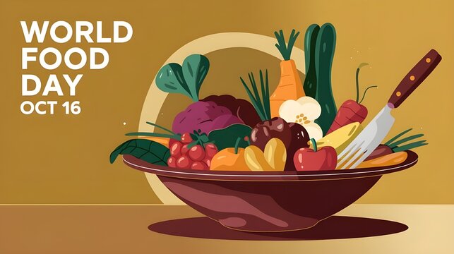 World Food Day bowl filled with fruits and vegetables