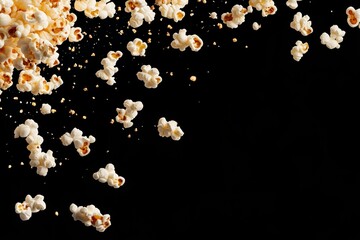 Popcorn frame, flying popcorn isolated on black background with copy space, movie poster concept --ar 3:2 --v 6.1 Job ID: 3e5fdc1f-1a64-4605-91fe-6bc720d9abd2