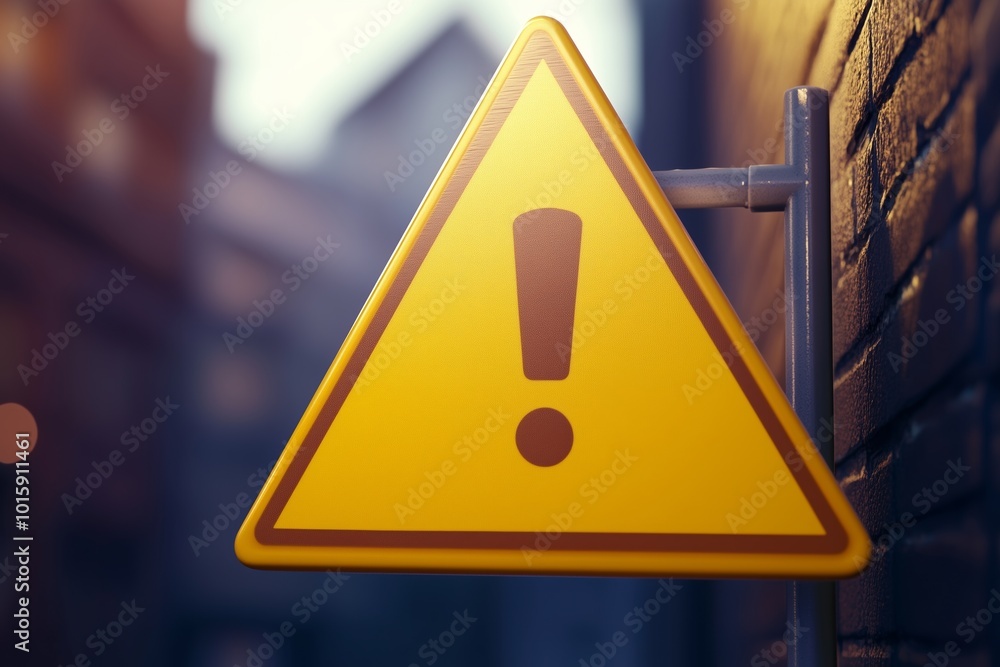Poster yellow warning sign symbol or alert safety danger caution illustration icon security message and exc