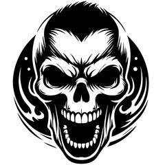 Black scary skull vector