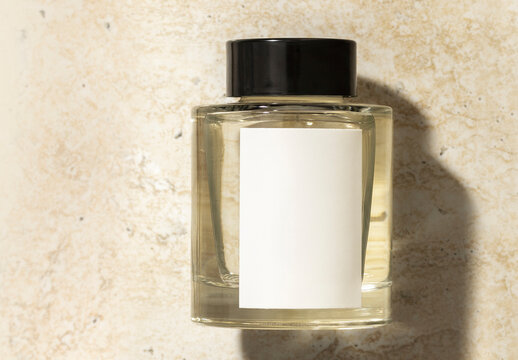 Branding Flatlay Diffuser Bottle Label Mockup