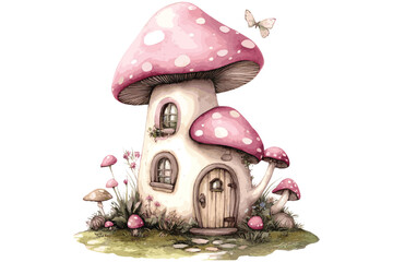 Watercolor Mushroom Wonders, Mystical Mushroom Vector Art,