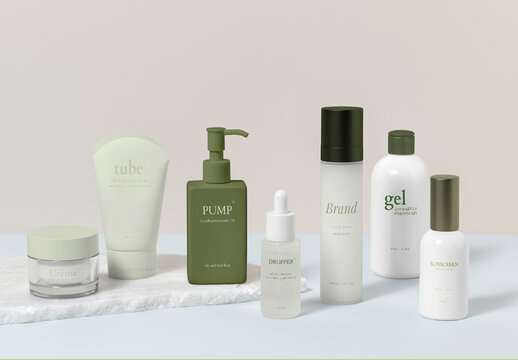 Skincare Product Branding Packaging Set Mockup