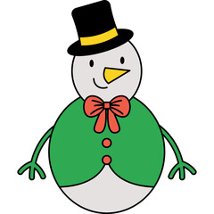 Flat Christmas Snowman Illustration