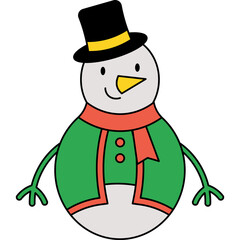 Flat Christmas Snowman Illustration