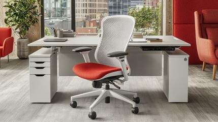 Modern Compact Home Office Setup with Sleek Desk