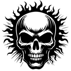 Fiery skull silhouette