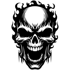 Black scary skull vector