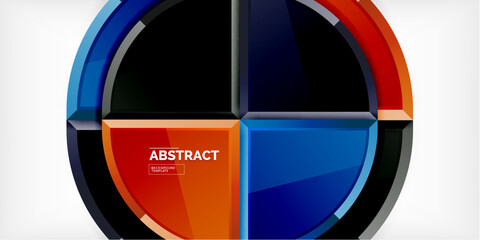 Fototapeta premium Abstract background - circles and round triangles with 3d effect. Vector Illustration For Wallpaper, Banner, Background, Card, Book Illustration, landing page