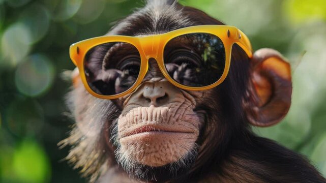 Monkey Sporting Trendy Sunglasses