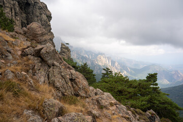 View of mountains in Bavella. Quenza, Corsica, France.