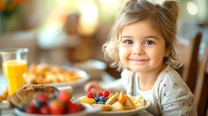 Child Making Breakfast in Bed for Their Mother